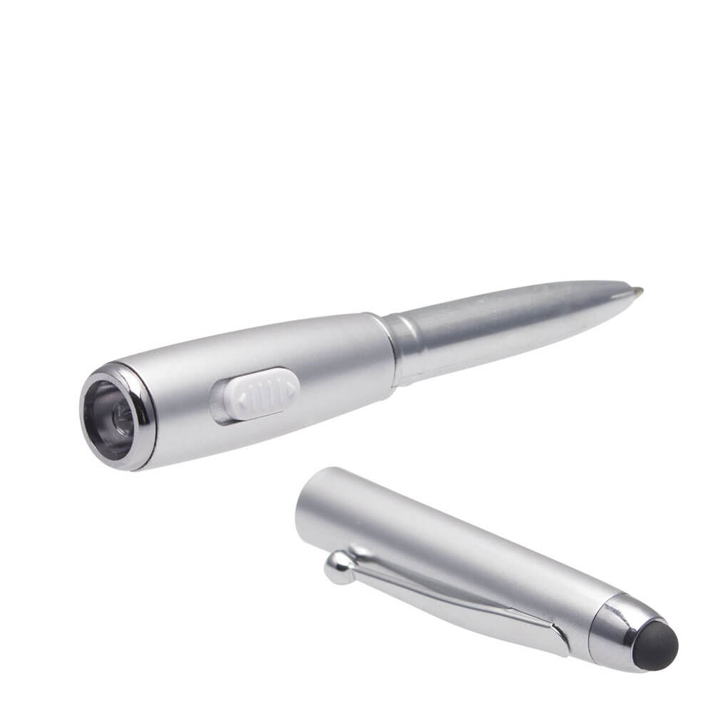 BOL108PL, Mini bolígrafo c/luz y punta touch plata