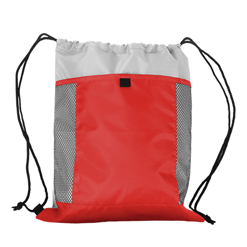 TX-060R, Mochila tipo saco fabricado de poliester con jareta y bolsa al frente, colores: azul, naranja, rojo, rosa, gris y verde